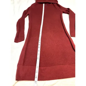 prAna Funnel Neck Tunic Sweater Dress M Burgundy Waffle Knit Granola Gorpcore thumbnail 7