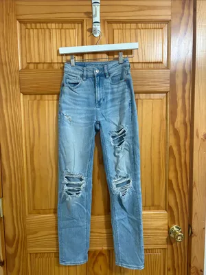 American Eagle Stretch Distressed Mom Jeans Size 000 thumbnail 2