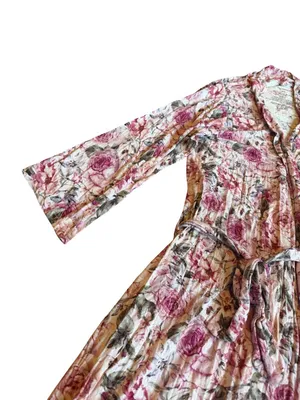 Posh Peanut Rose Print Robe Bumblebee Tie Waist Stretch Maternity Nursing Large thumbnail 5