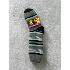 Escape Heat Insulated Thermal Socks Women 9 11 Gray Black Aqua‎ Stripe Cozy Warm thumbnail 3