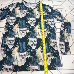 Posh Peanut‎ PJ Set Sm Black Steampunk Skull Top Hat Bamboo Viscose Loungewear thumbnail 6