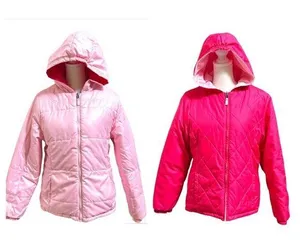 Faded Glory hot pink/pink reversible hooded puffer jacket, juniors size XL 14/16 thumbnail 2