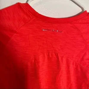 Under Armour Women's Long Sleeve Athletic T-Shirt Bright Coral Pink Fleece Lined thumbnail 5