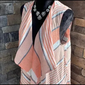 BB Dakota Avery Stripe Linen Blend Vest Size Medium thumbnail 2