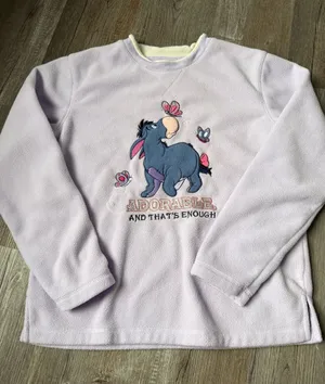 Disney VTG Eeyore Fleece Sweatshirt Adorable And That’s Enough Purple Size M thumbnail 1