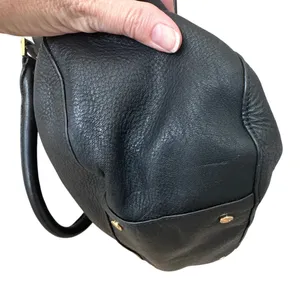 Tory Burch Amanda Slouchy Hobo Black Pebbled Leather‎ Gold Logo thumbnail 7