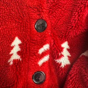 True Grit Fleece Button Up Shirt Women's Size‎ Medium Red Nature Print thumbnail 4