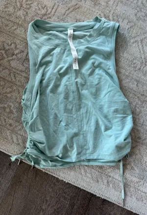 Lululemon Light Teal Sleeveless Drawstring Cinch Detail Tank Top thumbnail 1
