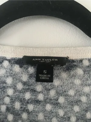 Ann Taylor Silk Cashmere Navy Blue Polka Dot Button Up Cardigan Small Teacher thumbnail 2