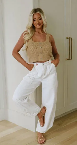 Relaxed Fit Wide Leg Pant White thumbnail 1