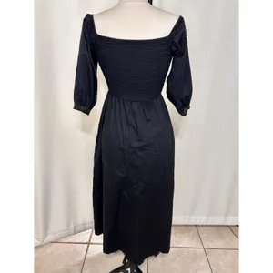 Old Navy Fit & Flare Maxi Dress Womens Small Black Cotton Smocked Off Shoulder thumbnail 12