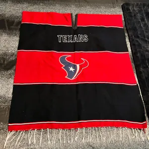 OSFA Houston Texans Striped Poncho- Red/Navy Fringe Gameday Serape thumbnail 1