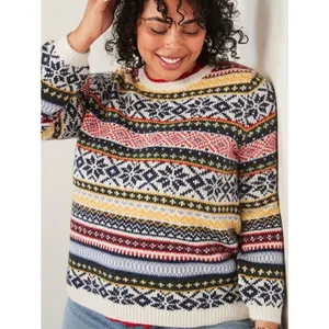 Old Navy Fair Isle Chunky Knit Sweater & Scarf White Multicolor‎ XXL thumbnail 11