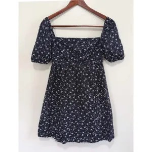 Anthropologie Maeve Navy Lillianne Floral Puff Sleeve‎ Eyelet Mini Dress Size 4 thumbnail 3