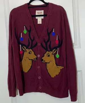 Reindeer Antler Ornaments Grandpa Cardigan Large Christmas thumbnail 1