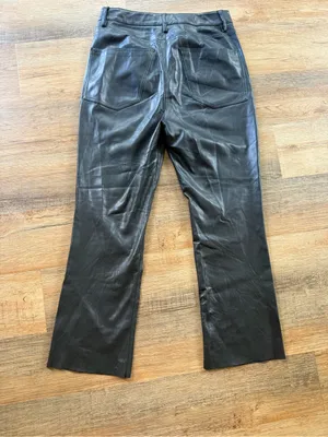 Zara Black Faux Leather Flared Pants thumbnail 3