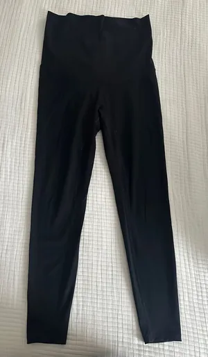 Poshdivah Amazon Maternity Black Full-Length Over-The-Belly Pocket Leggings Large thumbnail 1