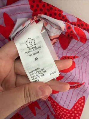 FARM RIO Red Starfish & Lobster Print Puff Sleeve Mini Dress Sz M thumbnail 5