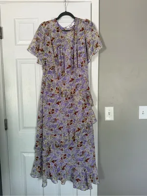 ASTR The Label Purple Lavender Ruffle Floral Maxi Dress Cottacore thumbnail 8