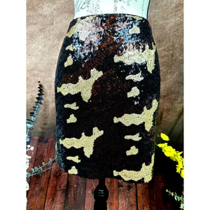 Three Eighty Two Sequined Camouflage Mini Skirt Brown Multi size S thumbnail 2