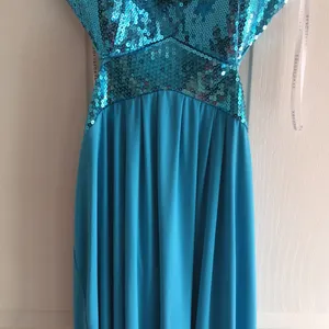 New Masquerade Formal or Prom Halter Shimmery Sequins Dress Turquoise Blue 3/4 thumbnail 10