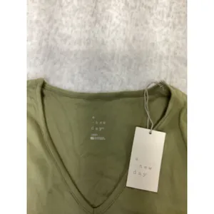 A New Day Womens V-Neck Short Sleeve T-Shirt Olive Green Large 561219 thumbnail 2