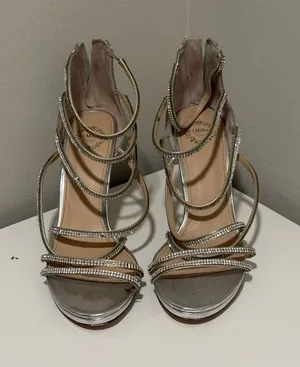 I. Miller Silver Rhinestone Heels thumbnail 1