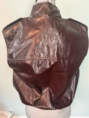 Steve Madden Glossy Burgundy Faux Leather Zip-Up Vest thumbnail 5