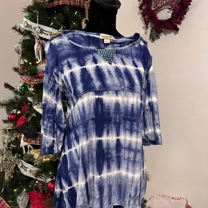 ONE WORLD Blue Tie-Dye Women's Top thumbnail 2