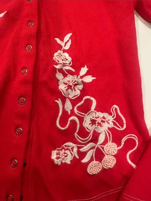 NEW Free People Candy Cane Lane Beaded Long Sleeve Snap Buttons Top Sz XS thumbnail 6