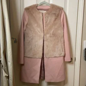 Zara pink wool peacoat faux fur blogger fave Small thumbnail 8