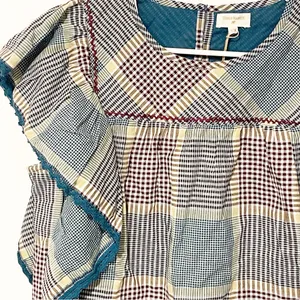 WORLD MARKET Size Small/Medium Plaid Ruffle‎ PATCHWORK TOP NEW thumbnail 2