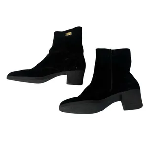 Salvatore Ferragamo Black Suede Ankle Boots Size 8.5 AA Narrow Heels Italy Lux thumbnail 8
