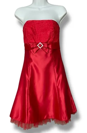 Vintage Jessica‎ McClintock for Gunne Sax Prom Dress Homecoming Strapless Red 3 thumbnail 1