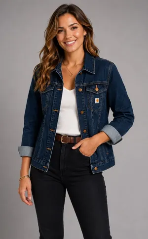 Vintage Carhartt Women's Denim Jacket Indigo Blue Size SP Pockets Light Wash thumbnail 1