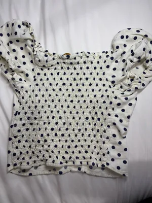 Monteau LA Cottagecore Coquette Y2K Polka Dot Puff Sleeve crop top Size M thumbnail 6