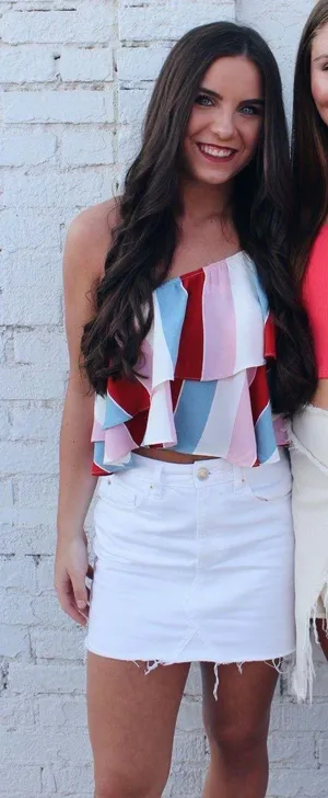 Stripe  One Shoulder Top thumbnail 1