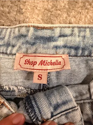 Shop Michella Light Blue Denim Mini Skirt with Chain Detail thumbnail 2