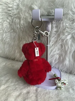Rare Coach Red Shearline Bear Keychain with Silver Metal Hardware thumbnail 5