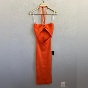 NWT Lulus Ribbed Knit Cutout Halter Midi Dress‎ Size XL thumbnail 5