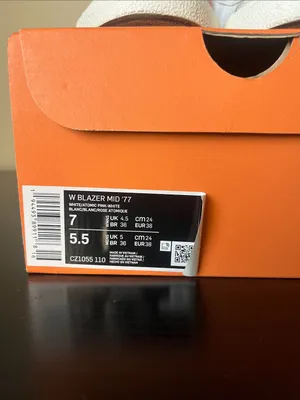 Nike Blazer Mid-Top Sneakers - White with Peach Swoosh thumbnail 2