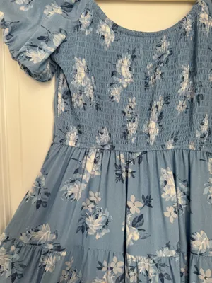 Hollister Blue Floral Puff-Sleeve Mini Dress thumbnail 7