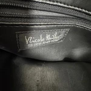 VTG 1991 Nicole Miller Paris France French‎ Themed 100% Silk Tote Bag Leather thumbnail 7