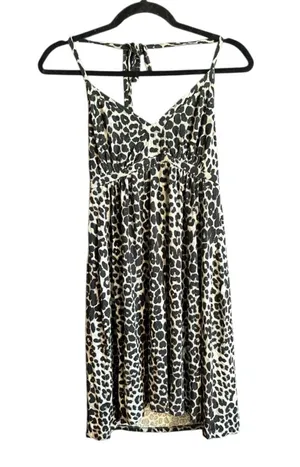 Y2K express Leopard Print Spaghetti Strap mini dress size M thumbnail 1