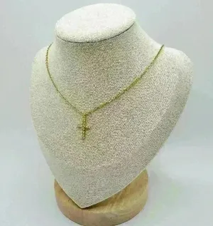 Simple 18k Gold Plated Cross Pendant Necklace With Micro-inlaid Cz Stone thumbnail 5