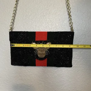 Pria Handcrafted Bee Envelope‎ Black Clutch NWOT Beaded Wallet thumbnail 7