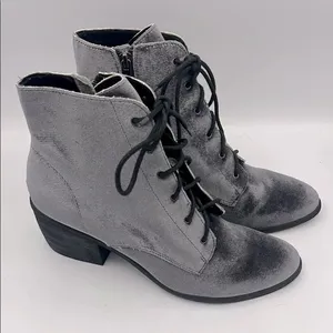 Dolce Vita velvet silver lace up combat bootie Gray Size 10 thumbnail 1