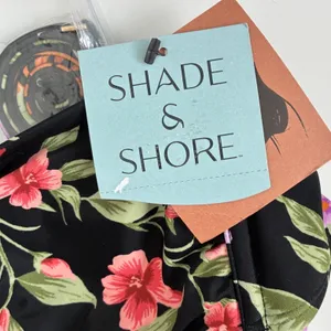 Shade & Shore‎ Womens Floral One Piece Swimsuit Black Multi Keyhole Ruched S 4-6 thumbnail 7