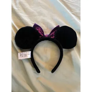 Disney Parks Minnie Mouse Pin Trader Ears Headband Only 2017 Black Purple Bow thumbnail 3