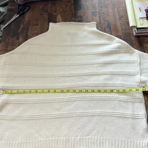 JESSICA SIMPSON Ivory Chunky Knit Funnel Neck Bell Sleeve Sweater L Minimalist thumbnail 15